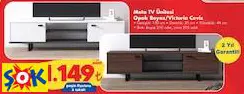 RUUM STORE META TV ÜNİTESİ OPAK BEYAZ/VİCTORİA CEVİZ